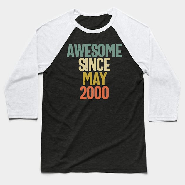 Awesome Since May 2000 Birthday Gift Baseball T-Shirt by koalastudio